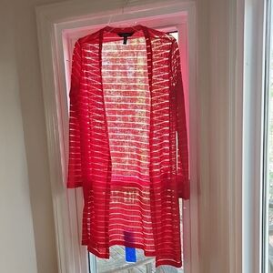 Ellen Tracy Red Striped Cardigan